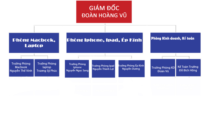 sơ đồ tổ chức tại Hoàng Vũ Center